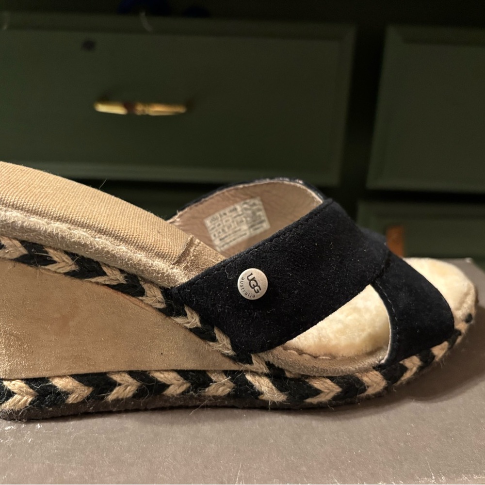 UGG Black and Tan Wedge Shoes - Picture 4 of 10